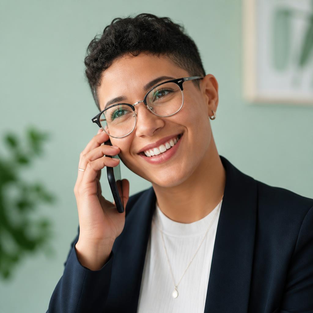 A friendly BOTTIMMO support team member on a phone call, ready to help